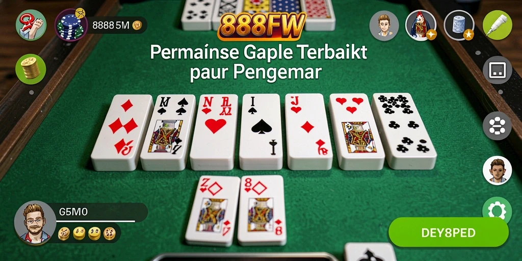 Screenshot utama 888FW menampilkan gameplay Gaple yang seru dan interaktif.