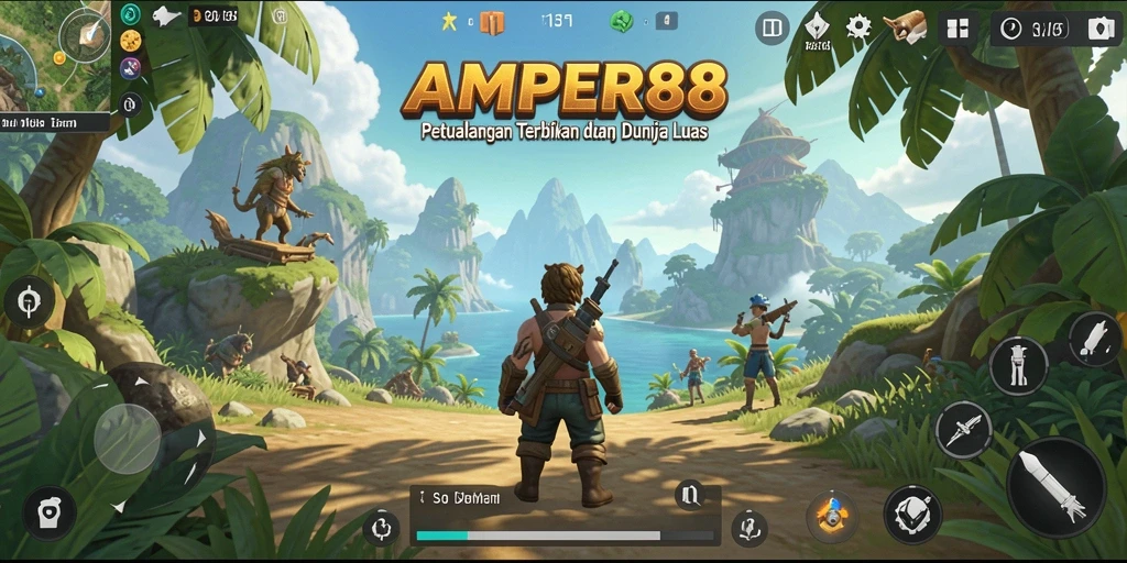 Tampilan gameplay menarik di dunia terbuka AMPER88.