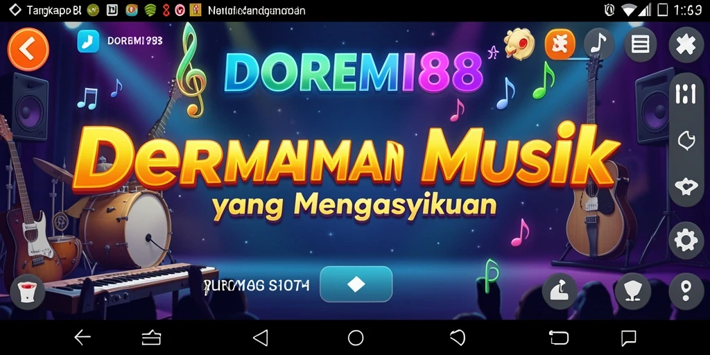 Screenshot gameplay DOREMI88 yang memperlihatkan antarmuka aplikasi musik yang menarik.