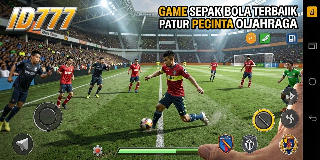 Screenshot ID777 menunjukkan aksi seru saat pertandingan sepak bola.