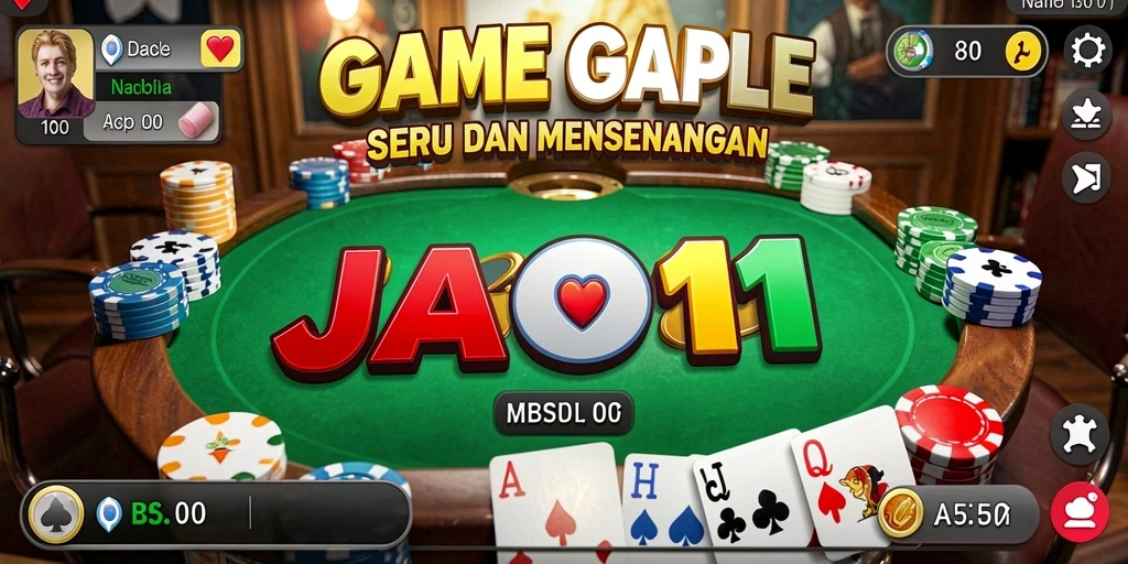 Tampilan gameplay seru dalam JAGO11 saat bermain Gaple dengan teman.