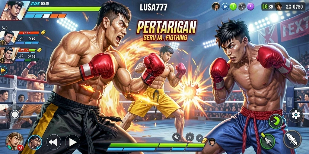 Screenshot LUSA777 menampilkan aksi pertarungan yang intens.