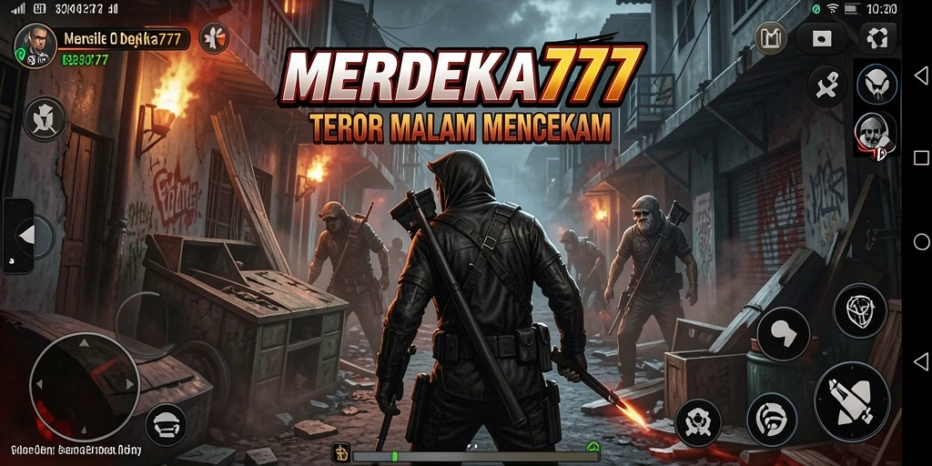 Tangkapan layar gameplay MERDEKA777 yang menampilkan suasana seram dan mencekam.