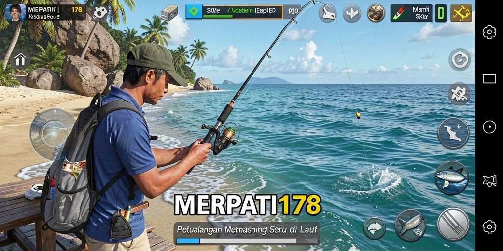 Tampilan interaksi dalam gameplay memancing di MERPATI178