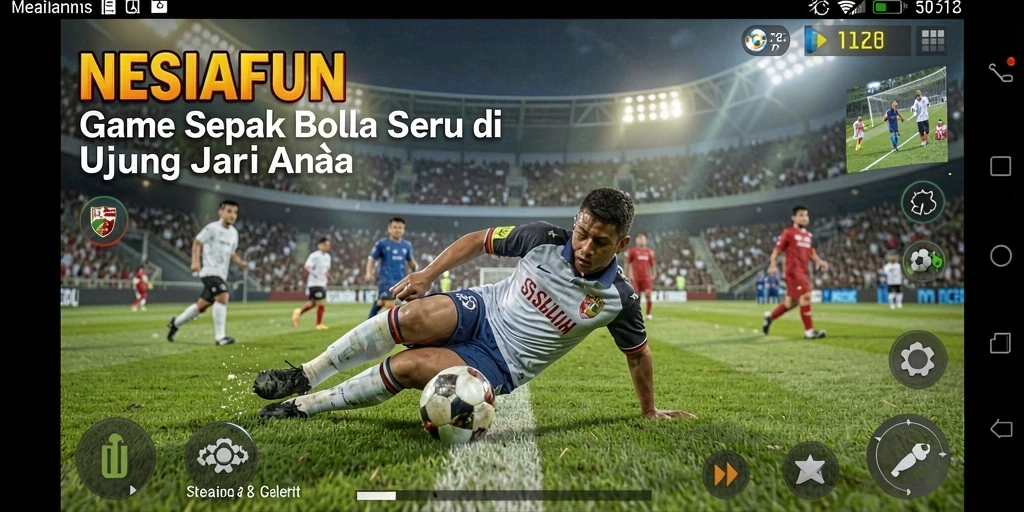 Tampilan gameplay seru dalam NESIAFUN, menampilkan aksi lapangan yang mendebarkan.