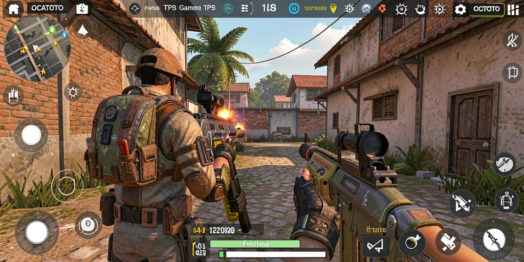 Screenshot gameplay OCATOTO menunjukkan aksi pertempuran yang intens.