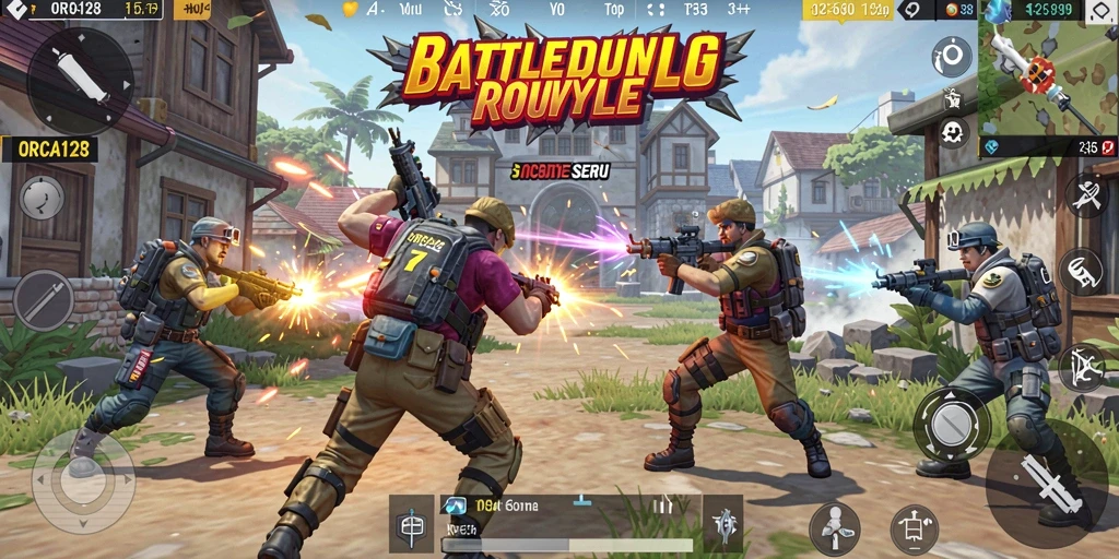 Gameplay mendebarkan dalam pertempuran Battle Royale ORCA128.