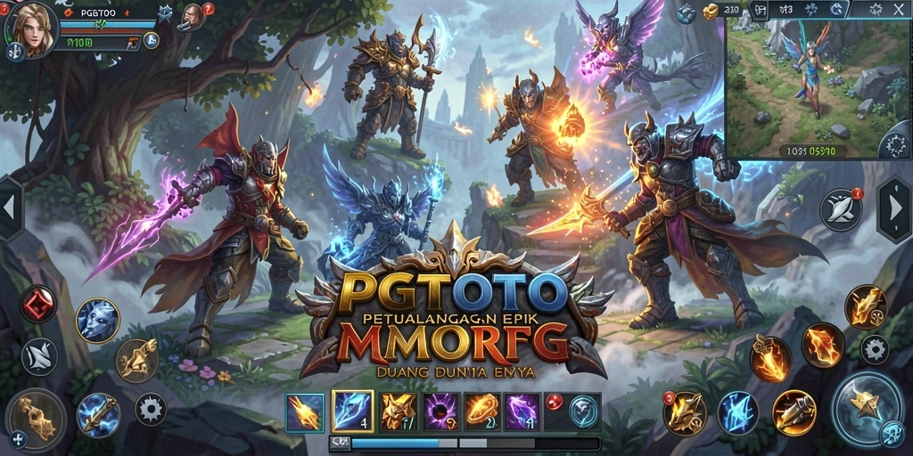 Tampilan gameplay PGTOTO menampilkan aksi seru dalam pertempuran MMORPG.