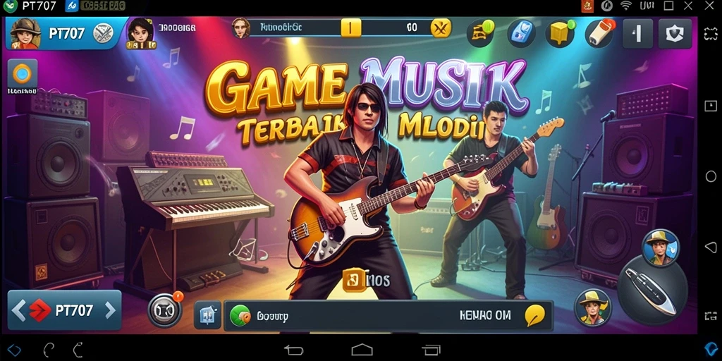 Tangkapan layar utama PT707 menampilkan gameplay musik yang seru.
