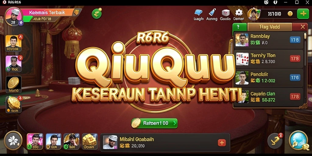 Screenshot R6R6 menampilkan aksi seru permainan QiuQiu.