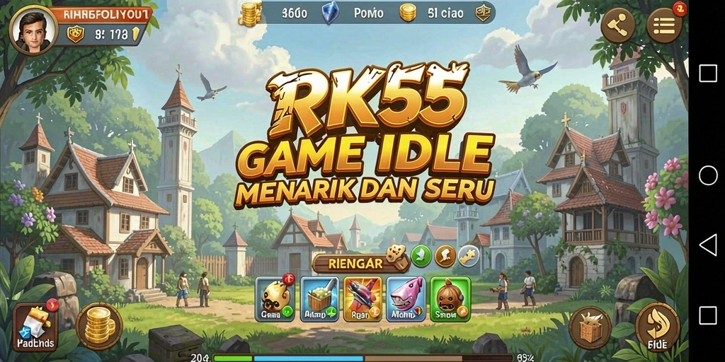 Screenshot utama menunjukkan aksi seru dari gameplay Idle RK55.