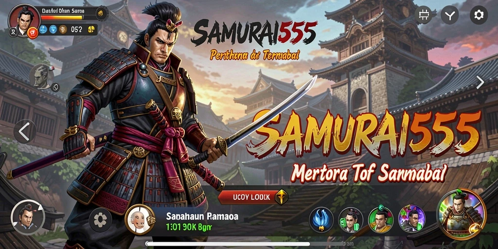 Tampilan dinamis dari gameplay Tower Defense SAMURAI555.
