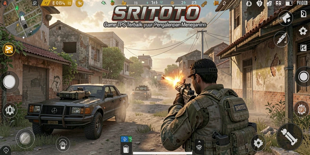 Tampilan gameplay SRITOTO dengan aksi seru dalam TPS.