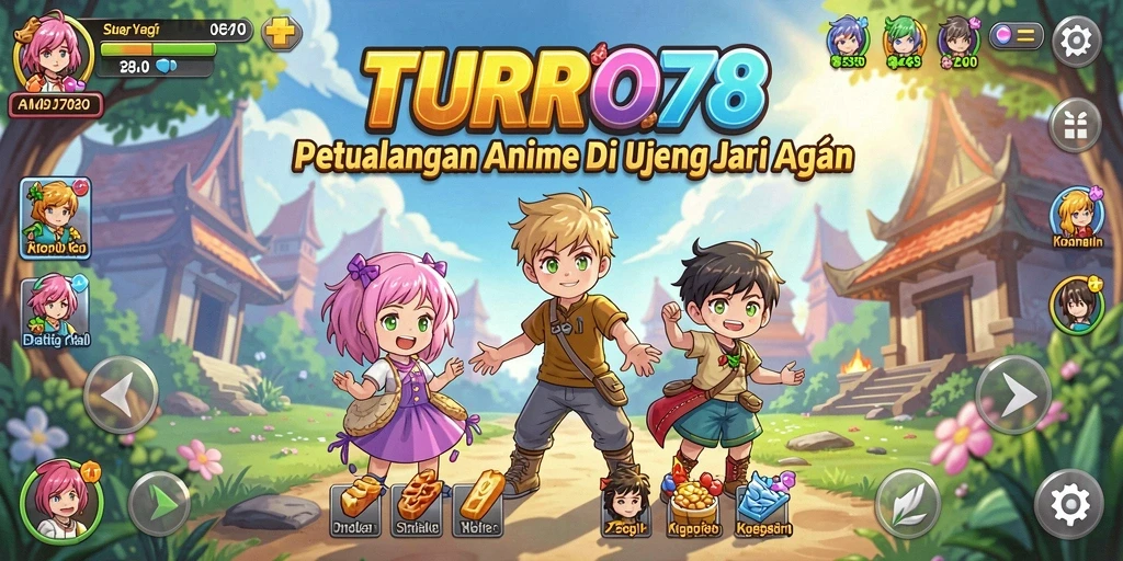 Tampilan gameplay TURBO78 yang penuh aksi dan karakter anime.