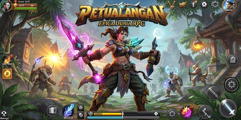 Screenshot V07 menunjukkan karakter beraksi dalam pertarungan RPG seru.