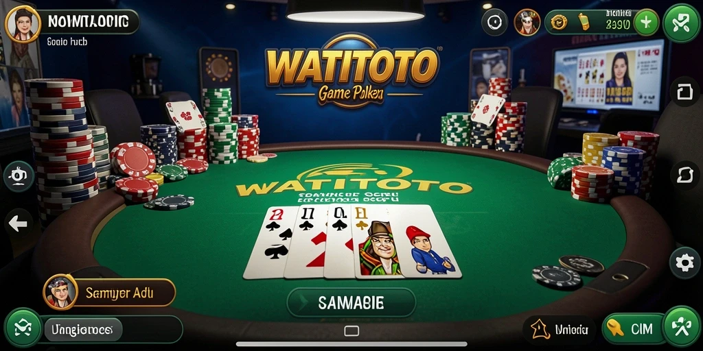 Tampilan screenshot WATITOTO dengan gameplay Poker yang menegangkan.